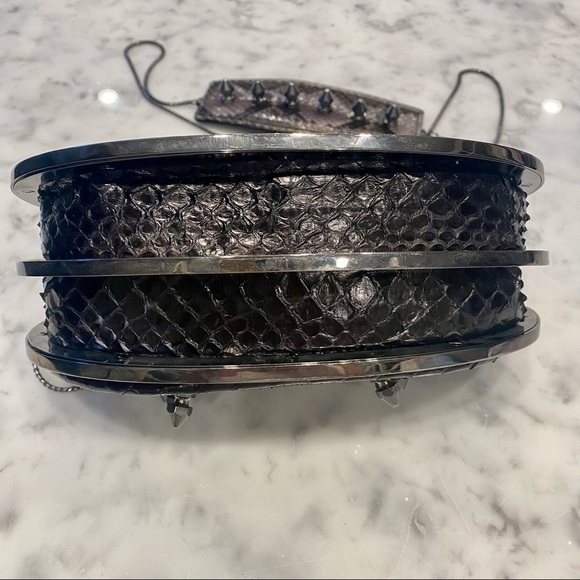 Maison Du Posh Studded Python Clutch - Picture 14 of 16